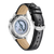 Montre bracelet pour homme avec fenêtre de visualisation du mouvement automatique et bracelet en cuir noir.