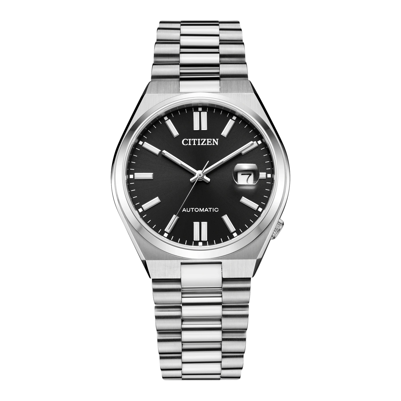 Herrenuhr mit schwarzem Zifferblatt, Automatik, Saphirglas, Edelstahlarmband