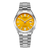 Herrenuhr mit gelbem Zifferblatt, Automatik, Saphirglas, Edelstahlarmband