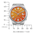 Montre bracelet pour homme avec cadran orange et guichet date 7, acier inoxydable