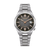 Herrenarmbanduhr mit braunem Zifferblatt, silbernem Edelstahlband und Datumsanzeige