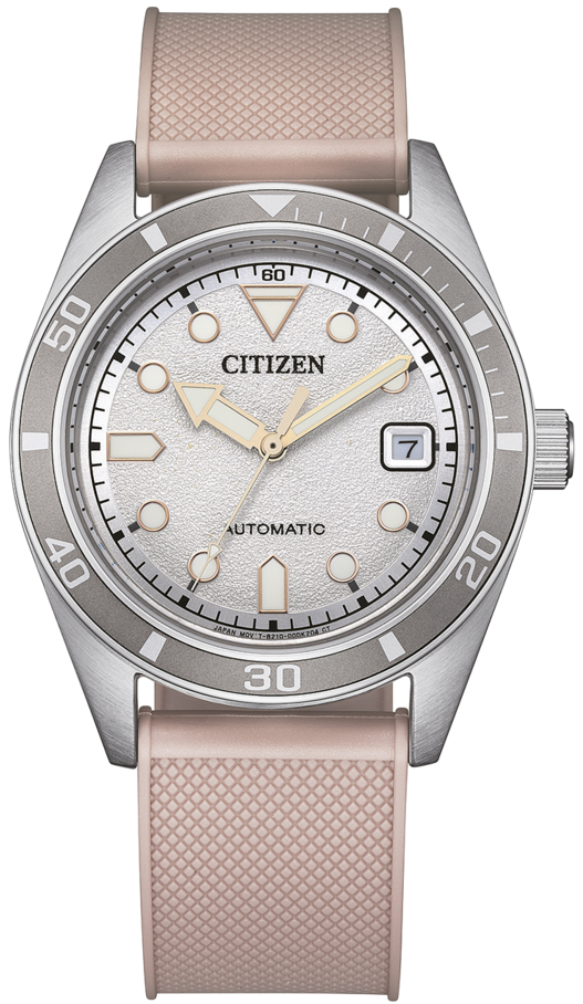 Montre pour femme avec boîtier argenté, cadran beige et bracelet milanais rosé