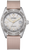 Montre pour femme avec boîtier argenté, cadran beige et bracelet milanais rosé