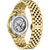 Montre homme avec fond de boîtier ouvert, bracelet en acier inoxydable doré, mouvement automatique