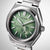 Bracelet de montre pour homme avec cadran vert, index et affichage de la date, titane