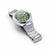 Bracelet de montre pour homme en angle : bracelet en titane argenté et cadran vert