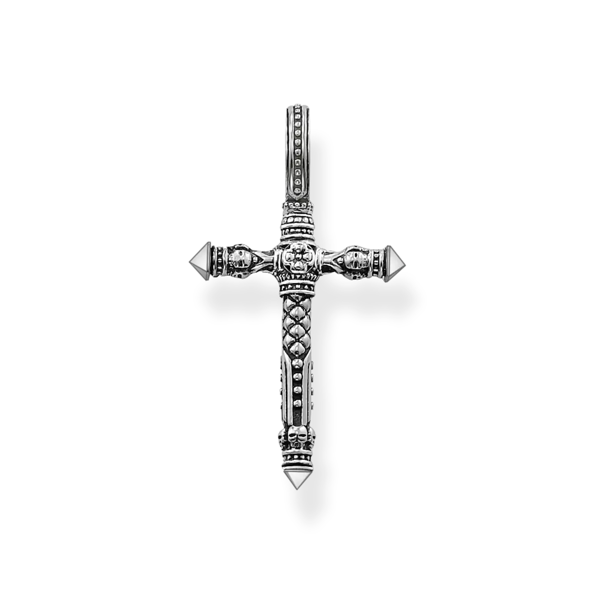 Pendentif croix argenté avec ornements filigranes
