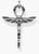 Pendentif couleur argent Croix de vie/Ankh avec scarabée, ailes et ornements noirs