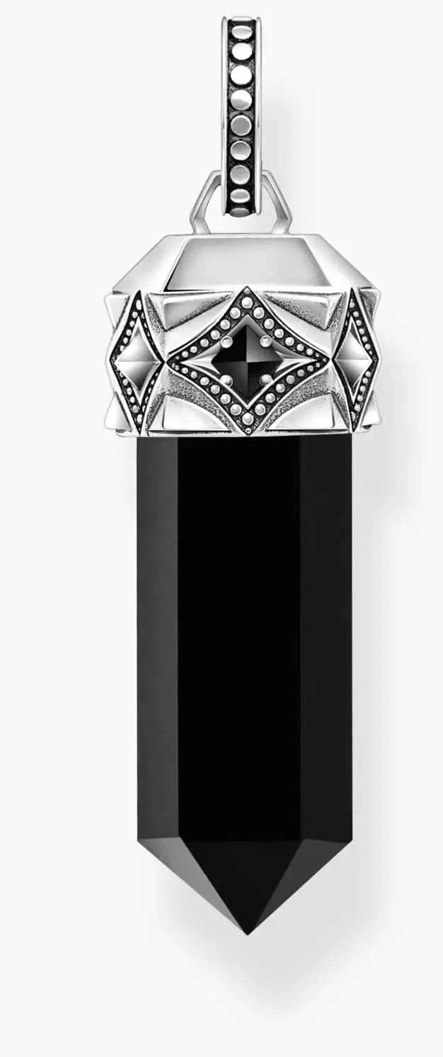 Pendentif THOMAS SABO avec cristal d'onyx noir, monture et chaîne en argent