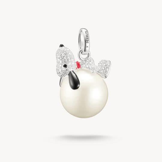 Pendentif THOMAS SABO argenté à motif Snoopy, boule de neige et détail nez rouge