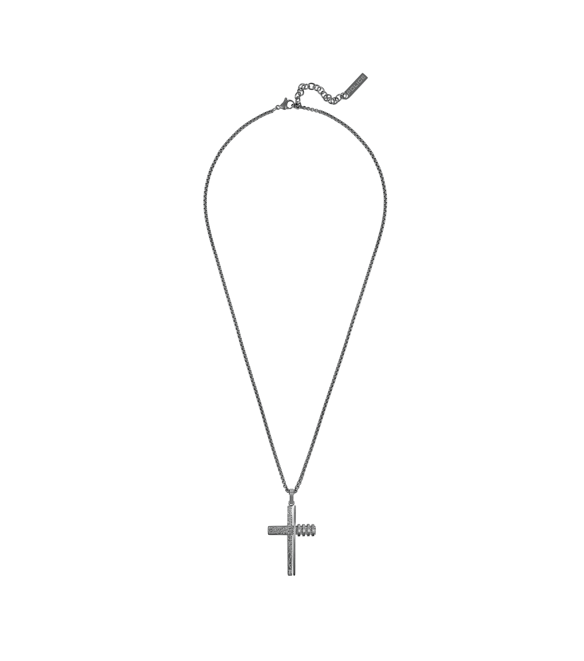 Herren-Kette mit Kreuz-Anhänger, antik wirkender rauer Oberfläche