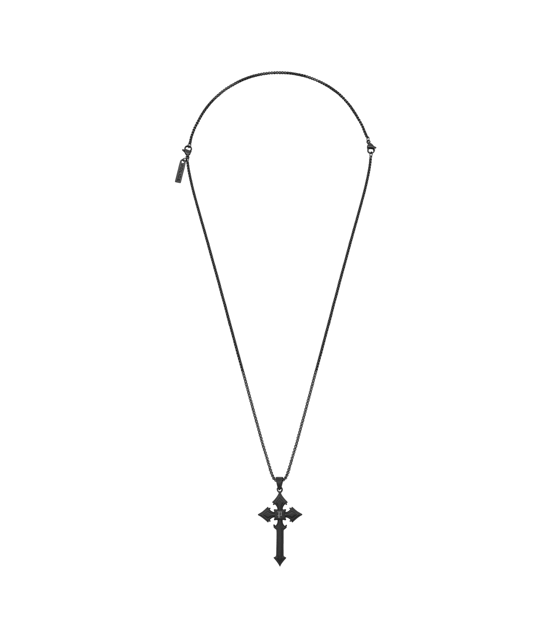 Herren-Kette mit schwarzem Kreuzanhänger und Kettenverschluss, Antik-Optik