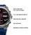 Herren-Smartwatch Nahaufnahme mit blauem Armband, silberfarbenem Gehäuse und rotem Display