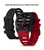 Smartwatch mit rotem und schwarzem Armband, als Varianten nebeneinander.