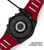Smartwatch mit rotem Armband, seitliche Ansicht mit magnetischem USB-Ladekabel