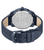 Herrenarmbanduhr mit blauem Lederarmband und rundem Gehäuse, weißes Zifferblatt