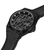 Detailfoto: Schwarze Herrenarmbanduhr mit Batman-Zifferblatt und schwarzem Lederarmband