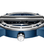 Herrenarmbanduhr mit blauem Zifferblatt und geripptem Lünettenrand, Schrauben-Optik am Gehäuse.