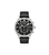 Herren-Quarzuhr mit Chronograph, schwarzes Zifferblatt und schwarzes Lederarmband