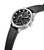 Herren-Quarzuhr mit Chronograph-Detail, schwarzes Lederarmband, silberfarbenes Gehäuse