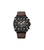 Herren-Chronographenuhr mit braunem Lederarmband, schwarzem Zifferblatt und Chrono-Subdials