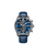 Herrenuhr mit blauem Zifferblatt, Multifunktionsanzeigen und blauem Lederarmband