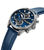 Herrenuhr mit blauem Zifferblatt, Chronograph-Subdials und blauem Lederarmband