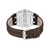 Herrenarmbanduhr Rückseite: silbernes Edelstahlgehäuse mit Lederarmband