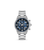 Herrenuhr mit silbernem Metallarmband, blauem Chronographenzifferblatt und Leuchtmarkierungen