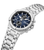 Herrenuhr Police Guardian mit silberfarbenem Metallarmband und blauem Chronographen-Zifferblatt
