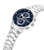 Herrenuhr Police mit rundem Gehäuse, blauem Zifferblatt und silbernem Metallband