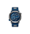 Herrenarmbanduhr Police mit blauem Silikonarmband und gunmetalfarbigem Gehäuse.