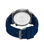 Herrenarmbanduhr Police: Rückseite mit POLICE-Schriftzug und blauem Silikonband.