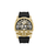 Herrenarmbanduhr mit schwarzem Silikonarmband und goldfarbener, offener Zifferblattoptik