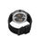 Police Herrenuhr Rückansicht mit Gehäusedeckel und schwarzem Silikonarmband