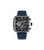 Herrenuhr mit schwarzem Zifferblatt und dunkelblauem Silikonarmband, Chronograph