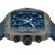Herrenuhr Vorderansicht: blaues Chronographenzifferblatt, Drücker am rechteckigen Gehäuse