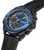 Detailaufnahme Herrenchronograph: blau-schwarzes Ziffernblatt mit Chronographen-Augen