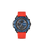 Herrenchronograph mit schwarzem Ziffernblatt und rotem Silikonarmband