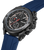Nahansicht Police Chronograph mit blauem Armband und schwarzem Zifferblatt