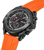 Police Clout Orb Chronographen-Uhr mit schwarzem Gehäuse und orangefarbenem Silikonarmband