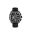Herren-Quarzchronographenuhr mit schwarzem Silikonarmband, Edelstahlgehäuse und schwarzem Zifferblatt