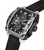 Herren-Quarzchronographenuhr: schwarzes Zifferblatt, silbernes Edelstahlgehäuse, schwarzes Armband
