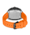 Herren-Quarzchronographenuhr mit orangefarbenem Silikonarmband und transparentem Gehäuseboden
