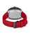 Herren-Quarzchronographenuhr mit rotem Silikonarmband und transparentem Gehäuseboden