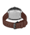 Herren-Chronographuhr mit braunem Silikonarmband-Rückseite, rechteckiges Metallgehäuse