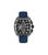 Herren-Chronographuhr mit blauem Silikonarmband, Metallgehäuse, schwarzes Zifferblatt