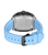 Herrenarmbanduhr mit blauem Silikonarmband und silbernem Gehäuse, dunkle Lünette