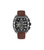 Herrenarmbanduhr mit braunem Silikonarmband und schwarzem Chronographen-Zifferblatt im Metallgehäuse