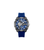 Herren-Quarzchronograph-Uhr mit blauem Zifferblatt, Stahlgehäuse und blauem Silikonarmband
